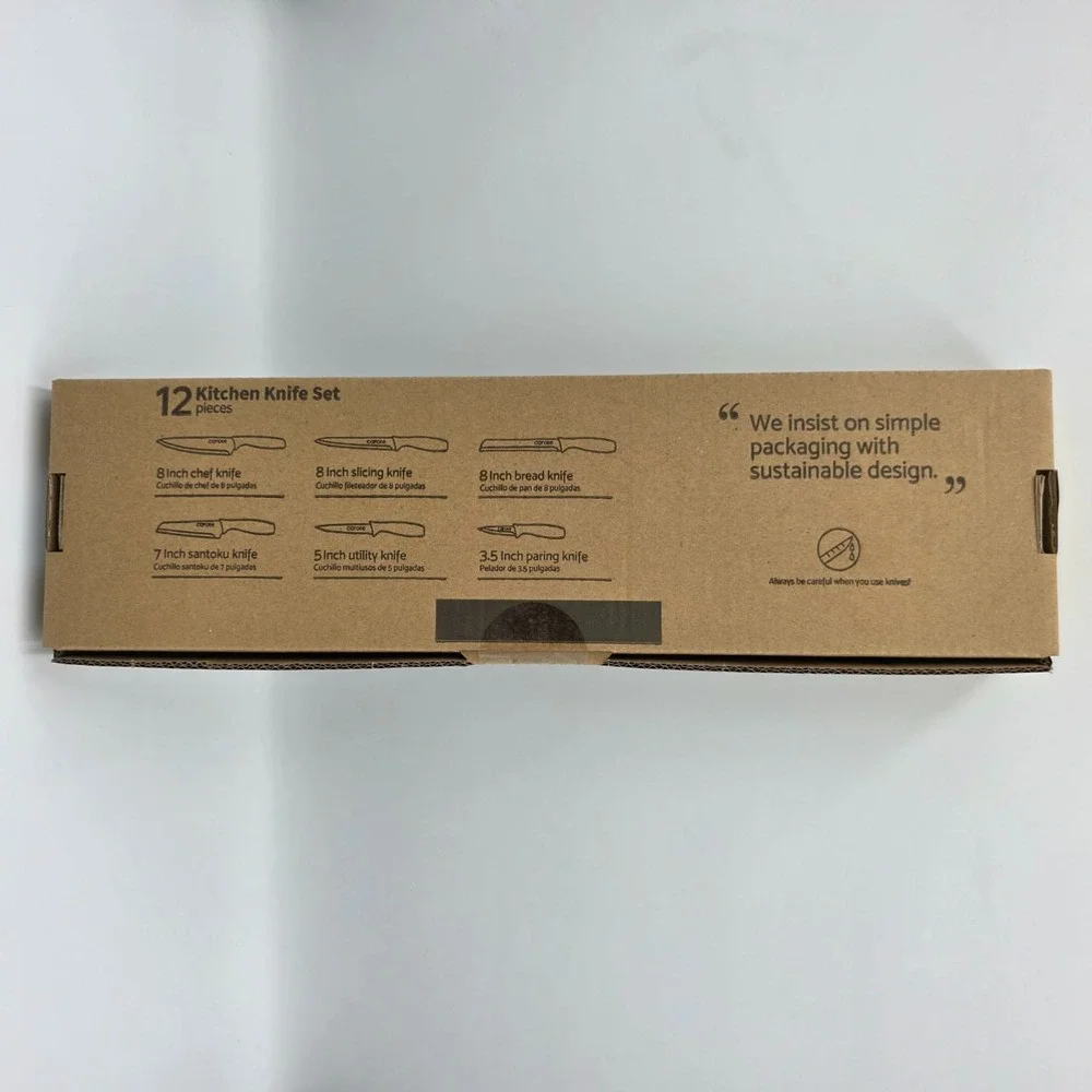 Carote 12 Pcs Kitchen Knife Set Stainless Steel Nonstick Ceramic Coating - Taupe